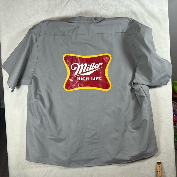 Official Miller High Life Red Kap 4XL Button Front Short Sleeve Gray Work Shirt - Picture 6 of 9